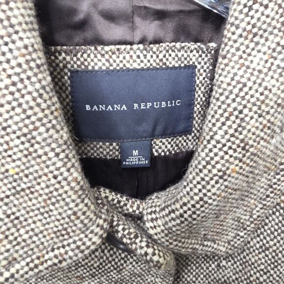 Banana Republic Blazer Womens M Brown Wool Tweed Jacket Lined Sport Coat Preppy - Picture 7 of 11